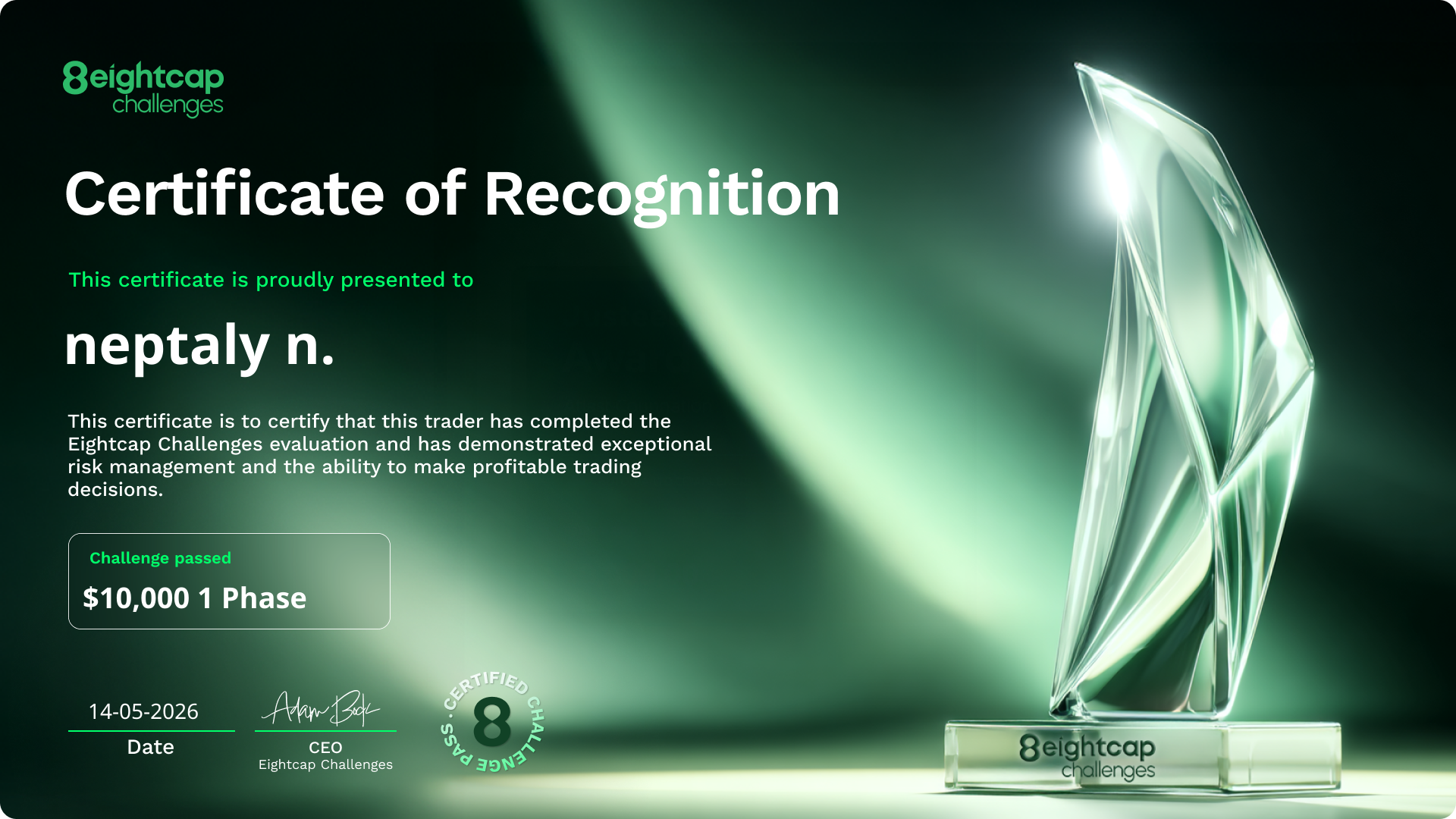 Traderflow Verified Prop Certificate